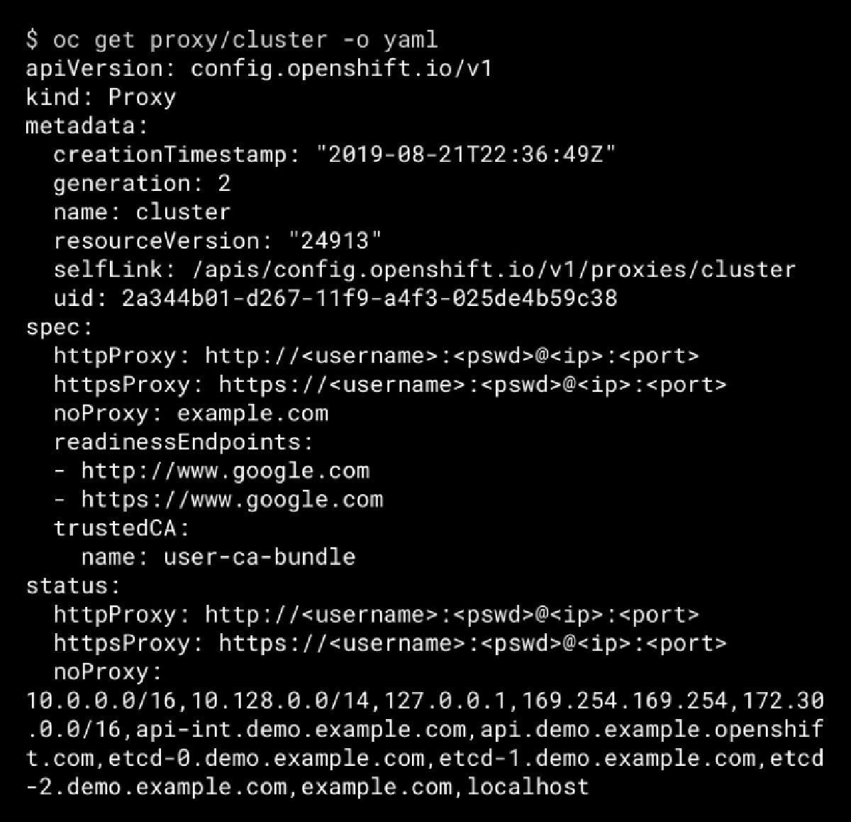 proxy-cluster-openshift